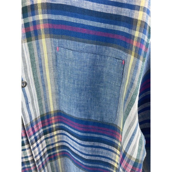 Tommy Bahama Linen Shirt Mens Large Striped Long Sleeve Button Up Pink Blue - Picture 3 of 8
